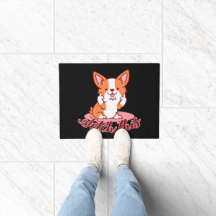 Funny Corgi Dog Middle Finger Fetch This Doormat