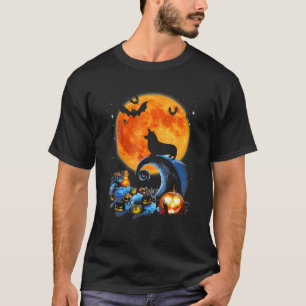 Funny Corgi Dog Moon Pumpkin Halloween Costume Dog T-Shirt