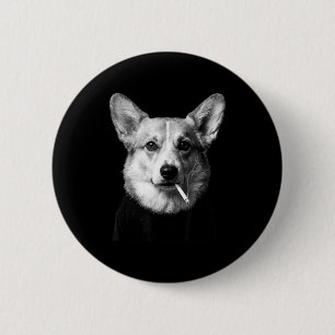 Funny corgi dog smoking meme smoking dog cigarette 6 cm round badge