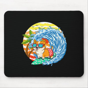 Funny Corgi Dog Surfing Surfer Hawaii Beach Summer Mouse Pad