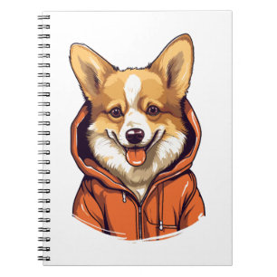 Funny Corgi Dog Wearing Hoodie Notebook