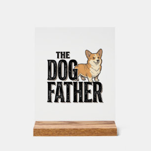 Funny Corgi Dogfather Vintage Engraving T-Shirt De Acrylic Sign