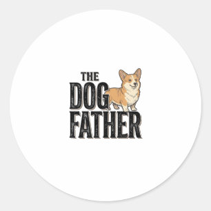 Funny Corgi Dogfather Vintage Engraving T-Shirt De Classic Round Sticker