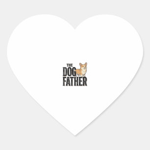 Funny Corgi Dogfather Vintage Engraving T-Shirt De Heart Sticker