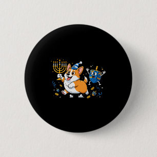 Funny Corgi Dreidel Menorah Hanukkah Kids Womens M 6 Cm Round Badge