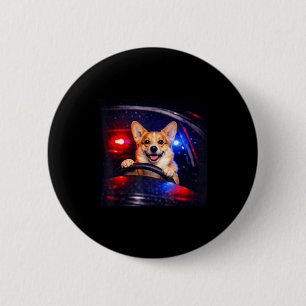 Funny corgi driving meme dog driving a car 6 cm round badge