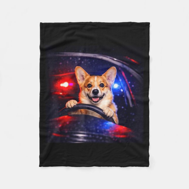 Funny corgi driving meme dog driving a car  fleece blanket (Front)