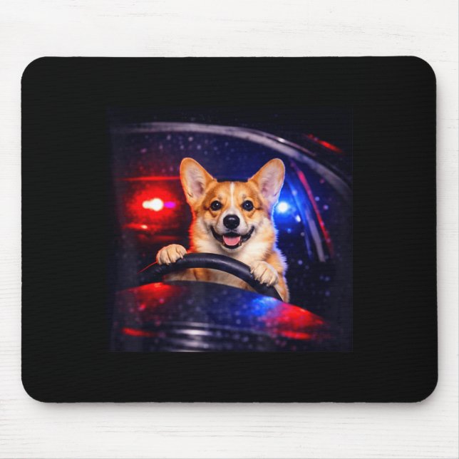 Funny corgi driving meme dog driving a car  mouse pad (Front)