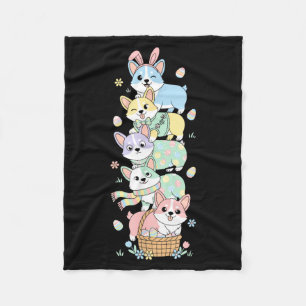 Funny Corgi Easter Egg Kids Mens Womens Easter Day Fleece Blanket