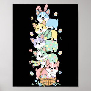 Funny Corgi Easter Egg Kids Mens Womens Easter Day Poster
