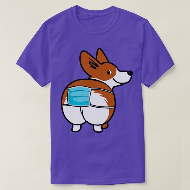 Funny Corgi Face Mask T-Shirt (Design Front)