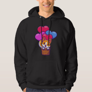 Funny Corgi Flying With Balloons Hoodie