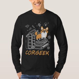 Funny Corgi Geek Corgeek Book Design Design 403 T-Shirt