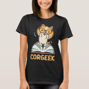 Funny Corgi Geek Corgeek Book Design Graphic 51 T-Shirt