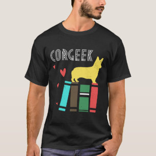 Funny Corgi Geek Corgeek Book  Design Print T-Shirt