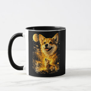 Funny Corgi Howling at The Moon Mug