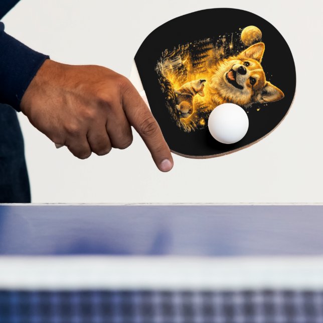 Funny Corgi Howling at The Moon Ping Pong Paddle (Insitu)