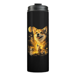 Funny Corgi Howling at The Moon Thermal Tumbler
