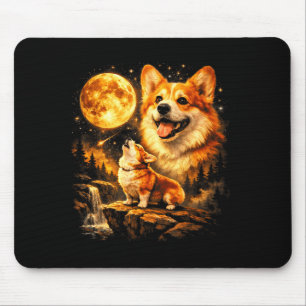 Funny corgi howling at the moon vintage mystical mouse pad
