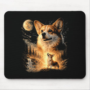 Funny corgi howling at the moon vintage mystical mouse pad