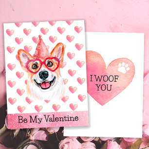 Funny Corgi I Woof You Dog Valentine's Day Holiday Card