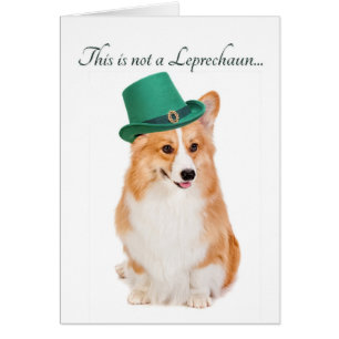 Funny Corgi Leprechaun Card