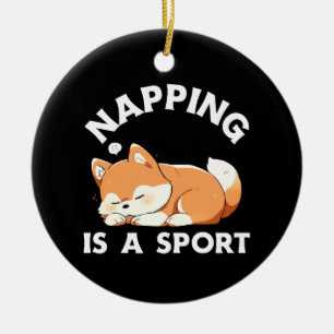 Funny Corgi Napping Is a Sport Dog Lover Ceramic Ornament