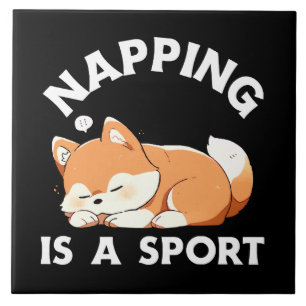 Funny Corgi Napping Is a Sport Dog Lover Ceramic Tile