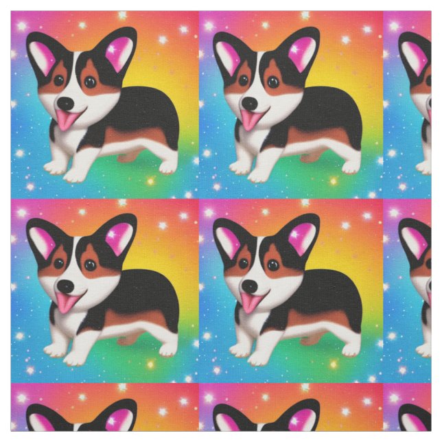 Funny Corgi Puppy Dog Fabric (Swatch)