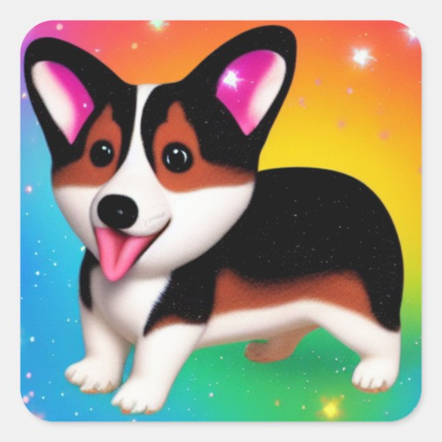 Funny Corgi Puppy Dog   Square Sticker (Front)