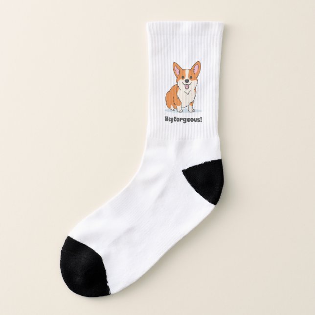 Funny Corgi Puppy - Hey Corgeous Socks (Left Outside)