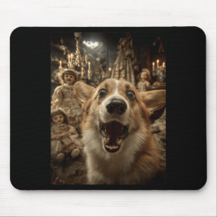Funny Corgi Selfie With Y Dolls Spooky Halloween Mouse Pad