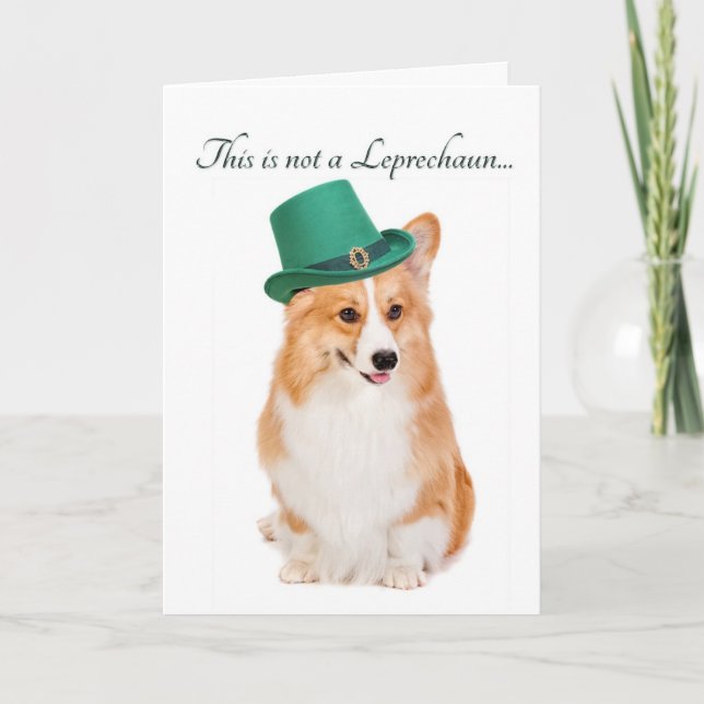 Funny Corgi St. Patrick's Day Card (Front)