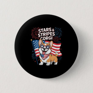 Funny Corgi Team American Patriotic Fourth Of July 6 Cm Round Badge