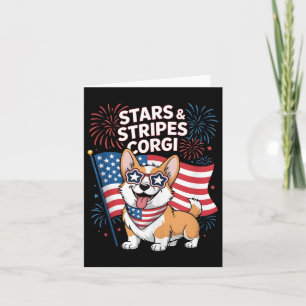 Funny Corgi Team American Patriotic Fourth Of July Card