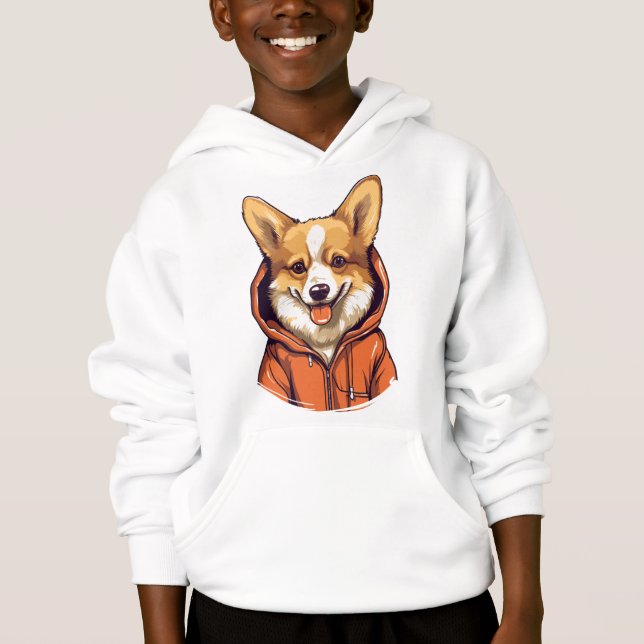 Funny Corgi Wearing Hoodie (Front)