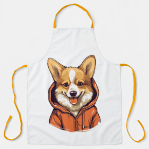 Funny Corgi Wearing Hoodie Apron