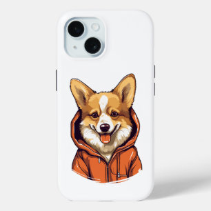 Funny Corgi Wearing Hoodie iPhone 15 Case