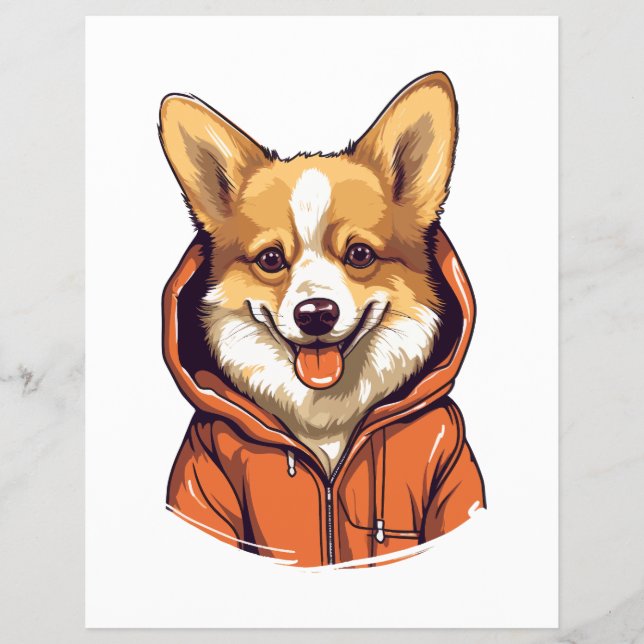 Funny Corgi Wearing Hoodie Flyer (Front)