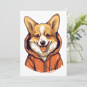 Funny Corgi Wearing Hoodie Holiday Card