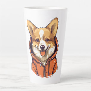 Funny Corgi Wearing Hoodie Latte Mug
