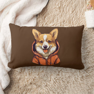 Funny Corgi Wearing Hoodie Lumbar Cushion