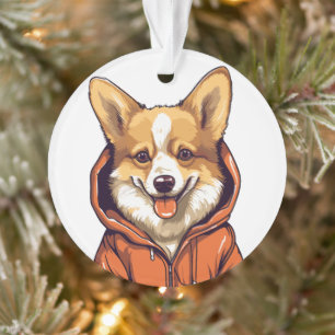 Funny Corgi Wearing Hoodie Ornament