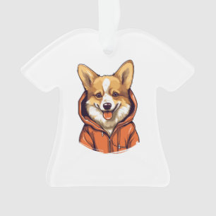 Funny Corgi Wearing Hoodie Ornament