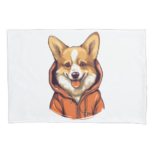 Funny Corgi Wearing Hoodie Pillowcase