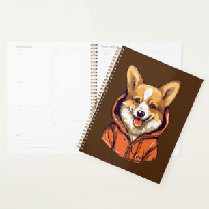 Funny Corgi Wearing Hoodie Planner