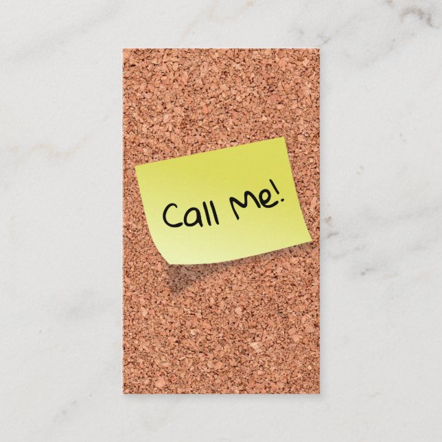FUNNY Cork Board with Customisable Text on Post It Business Card (Front)
