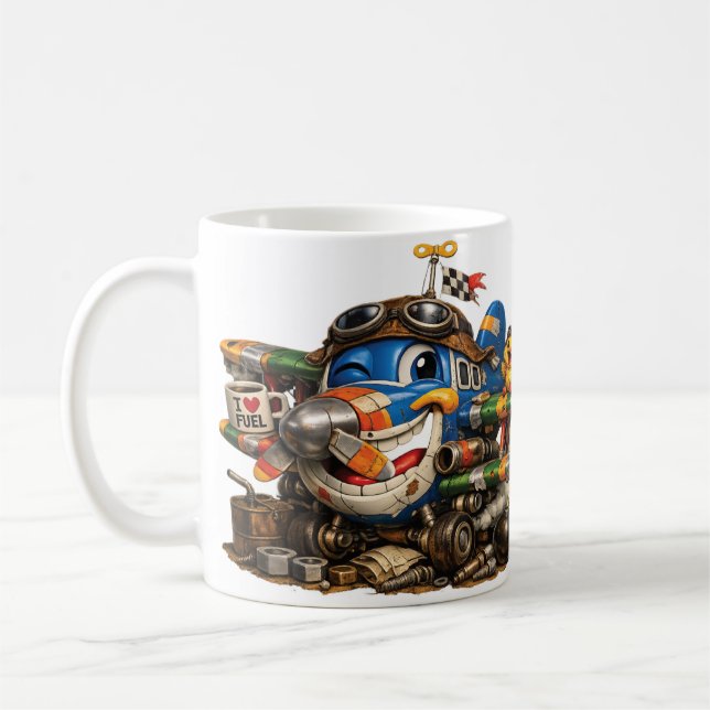 Funny Corky Airplane Coffee Mug (Left)