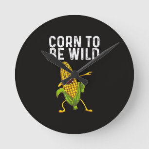 Funny Corn Gift for Men Women Corn On The Cob Cost Round Clock