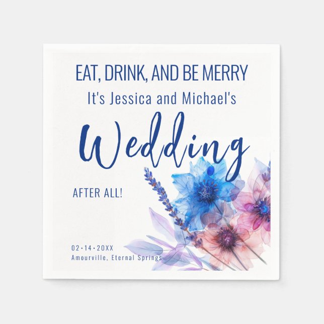 💍Funny  Cornflowers and Lavender  Napkin (Front)
